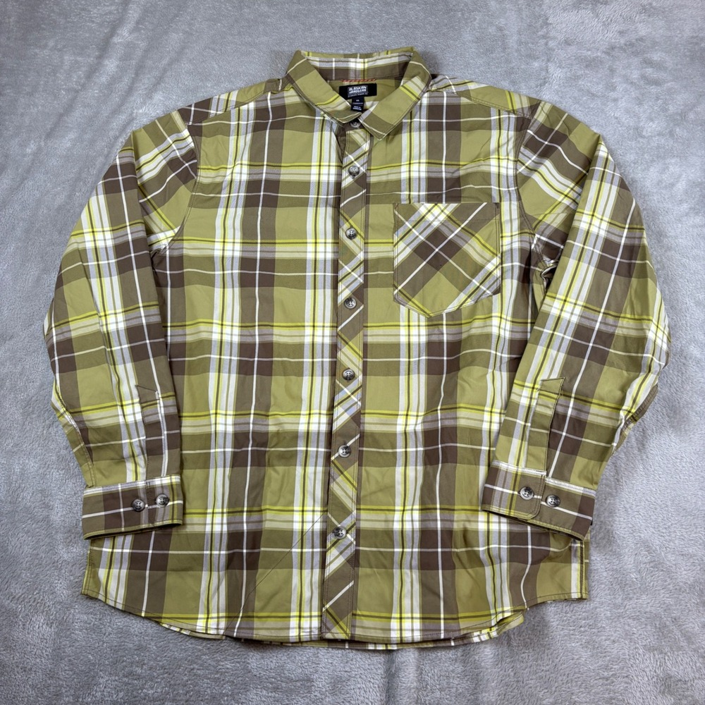 Alaskan Hardgear Shirts Mens XL Standard Fit Plaid Button Down‎ Olive Green